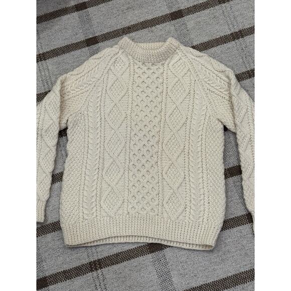 John Molloy Cream Fisherman Wool Knit Sweater Chunky Large Women’s Irish - Picture 2 of 6